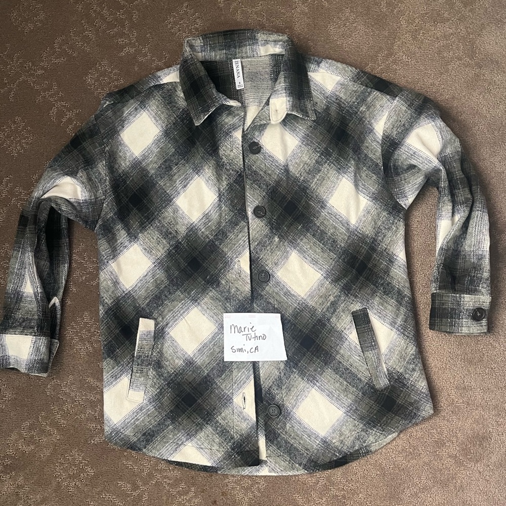 Zenana Outfitters Green and White Plaid Jacket NWOT